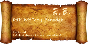 Rákóczy Benedek névjegykártya